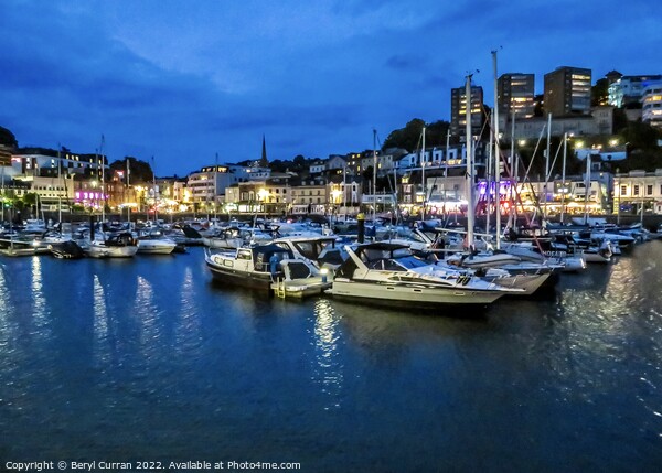 Nighttime Magic at Torquay Harbour Picture Board by Beryl Curran