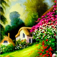 Buy canvas prints of Serene Thatched Cottage by Beryl Curran