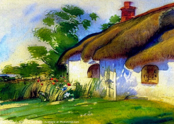 A Quaint Thatched Cottage in the Countryside Picture Board by Beryl Curran