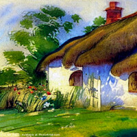 Buy canvas prints of A Quaint Thatched Cottage in the Countryside by Beryl Curran