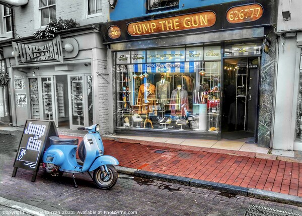 Nostalgic Blue Vespa Scooter in Brighton Picture Board by Beryl Curran