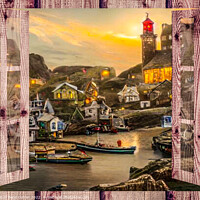 Buy canvas prints of Bustling Cornish fishing village by Beryl Curran