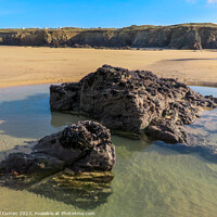 Buy canvas prints of Tranquil Rockpools on Gwithian Beach by Beryl Curran
