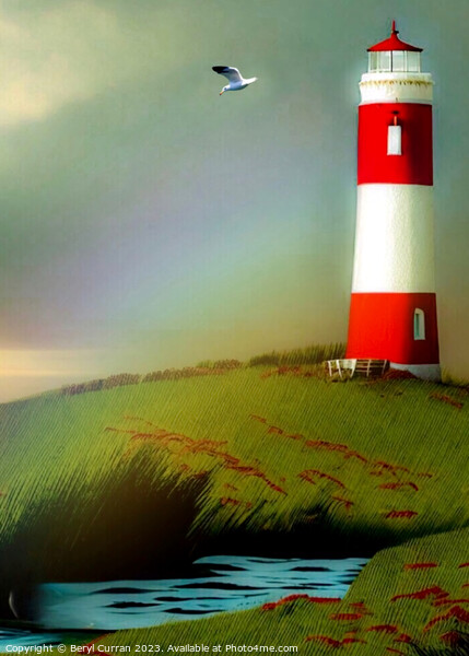 Lonely Lighthouse Standing Tall Picture Board by Beryl Curran