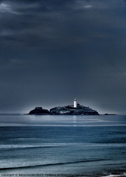 Moody Godrevy Lighthouse  Picture Board by Beryl Curran