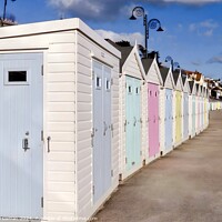 Buy canvas prints of Beach hut view Lyme Regis by Beryl Curran