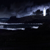 Buy canvas prints of Stormy at Godrevy Lighthouse  by Beryl Curran