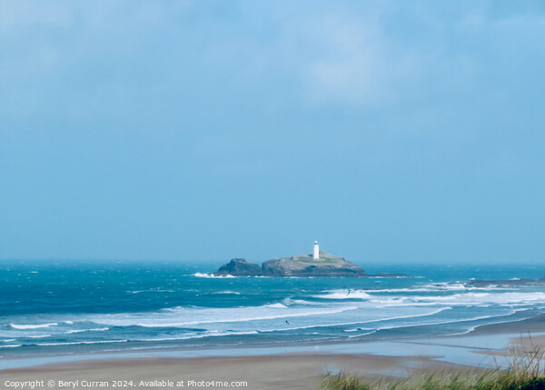Godrevy Lighthouse Cornish Coast Picture Board by Beryl Curran