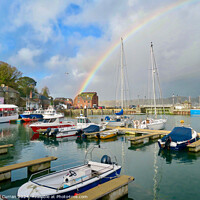 Buy canvas prints of Rainbow over Padstow Harbour  by Beryl Curran