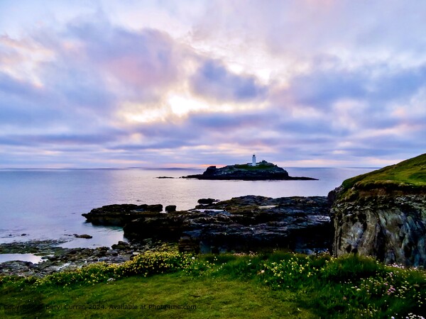 Godrevy Lighthouse Dusk Landscape Picture Board by Beryl Curran
