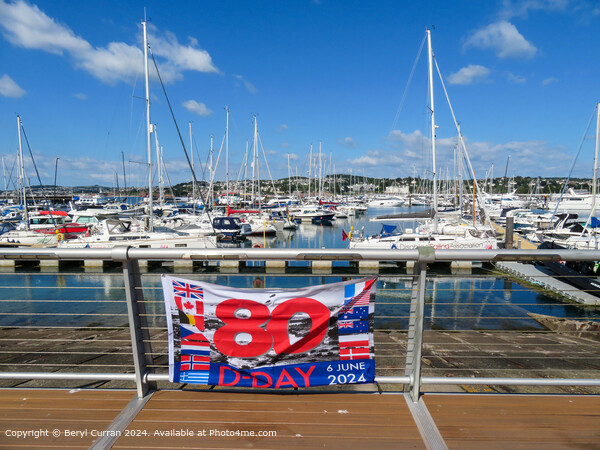 D Day Flag Torquay Marina Picture Board by Beryl Curran