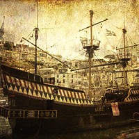Buy canvas prints of Majestic Golden Hind Galleon by Beryl Curran