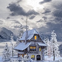 Buy canvas prints of Cozy Christmas Cottage by Beryl Curran