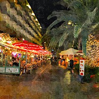 Buy canvas prints of Café de Paris, Puerto De la Cruz, Tenerife by Beryl Curran