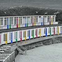 Buy canvas prints of Beach huts Porthgwidden  beach. St Ives Cornwall  by Beryl Curran