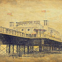 Buy canvas prints of A Vintage Sketch of Brighton Pier by Beryl Curran