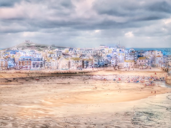 Serene St Ives Seaside Picture Board by Beryl Curran
