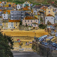 Buy canvas prints of Bustling St Ives Harbour by Beryl Curran