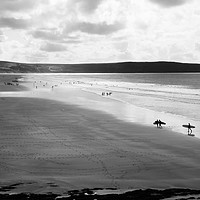 Buy canvas prints of Riding the Waves Woolacombe Beach by Beryl Curran