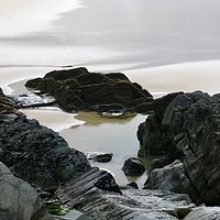 Buy canvas prints of Rocks on beach Woolacombe  by Beryl Curran