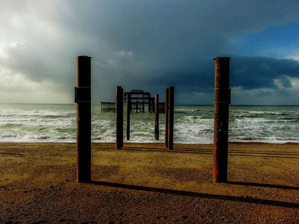 Skeleton of Brighton Pier Picture Board by Beryl Curran