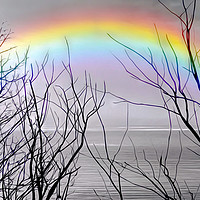 Buy canvas prints of Enchanting Rainbow Over Calm Seas by Beryl Curran