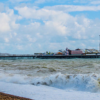 Buy canvas prints of Majestic Waves at the Iconic Brighton Pier by Beryl Curran