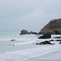 Buy canvas prints of Thrilling Surfing Adventure at St Agnes by Beryl Curran