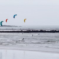 Buy canvas prints of Kite Surfing Cornwall  by Beryl Curran