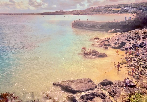 Serene Beauty of Bamaluz beach St Ives Picture Board by Beryl Curran