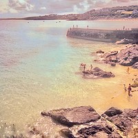 Buy canvas prints of Serene Beauty of Bamaluz beach St Ives by Beryl Curran