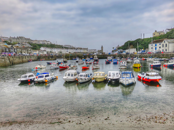 Vibrant and bustling Porthleven Harbour Picture Board by Beryl Curran