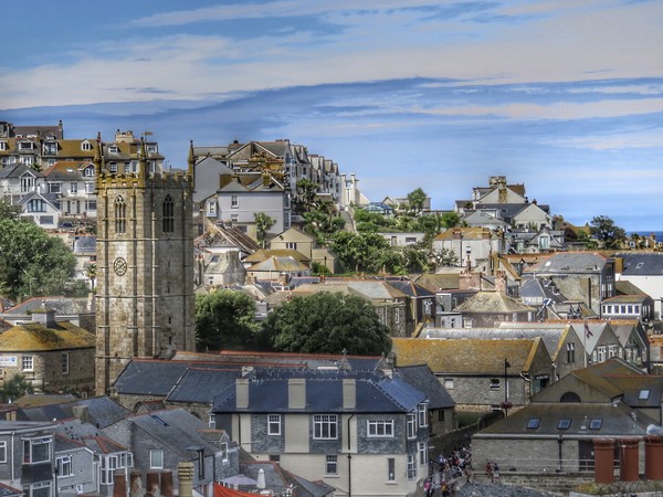 Majestic St Ives Rooftops Picture Board by Beryl Curran