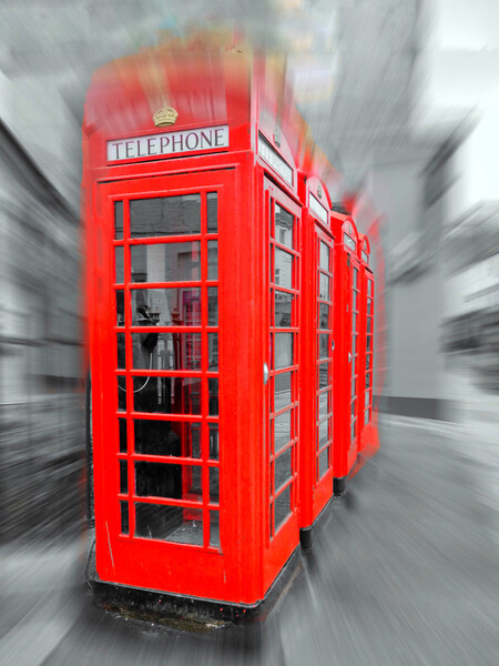 Iconic Red Telephone Boxes in Truro Picture Board by Beryl Curran