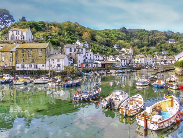 Polperro Fishing harbour Picture Board by Beryl Curran