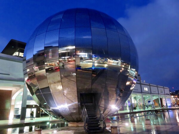 The Big Silver Ball. Bristol Planeterium Picture Board by Beryl Curran