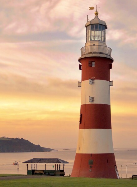 Smeaton’s Tower on Plymouth Hoe  sunset  Picture Board by Beryl Curran