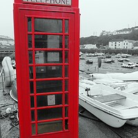 Buy canvas prints of The Red Telephone Box Porthleven Cornwall  by Beryl Curran