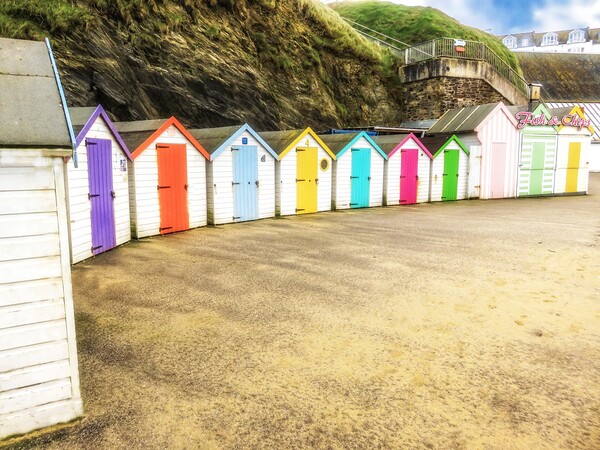 Vibrant Beach Huts at Newquay Picture Board by Beryl Curran