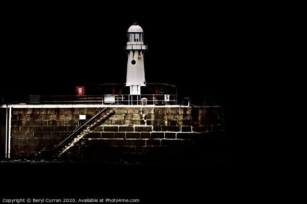 Guiding Light in the Dark. The Lighthouse St Ives Picture Board by Beryl Curran