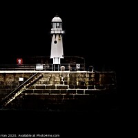 Buy canvas prints of Guiding Light in the Dark. The Lighthouse St Ives by Beryl Curran