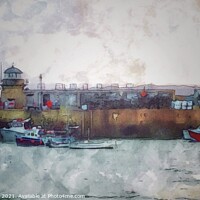 Buy canvas prints of Serene St Ives Harbour by Beryl Curran
