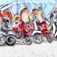 Buy canvas prints of Scooter Rally Scene by Beryl Curran