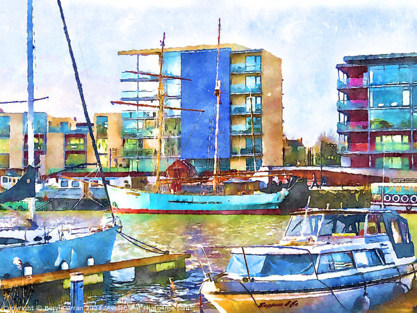 Vibrant Bristol Harbour Scene Picture Board by Beryl Curran