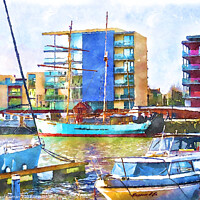 Buy canvas prints of Vibrant Bristol Harbour Scene by Beryl Curran