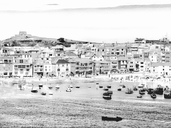 Nostalgic Charms of Monochrome St Ives Picture Board by Beryl Curran