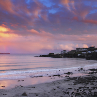Buy canvas prints of Cornish sunset at Coverack by DEREK ROBERTS