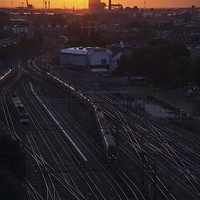 Buy canvas prints of Amsterdam tracks in the sunset by Adam Szuly
