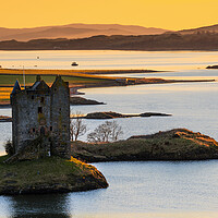 Buy canvas prints of Castle Stalker Winter sunset, Scotland by John Finney