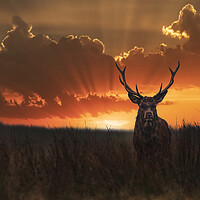 Buy canvas prints of Wild Red Stag at sunrise by John Finney